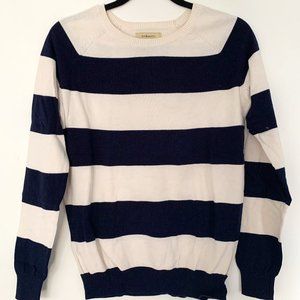 GH Bass Womens Navy/White Rugby Knit Sweater Small